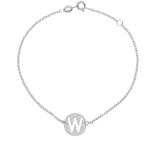 PULSERA ORO BLANCO 18KL LETRA - 12MM - Abecedario: w 