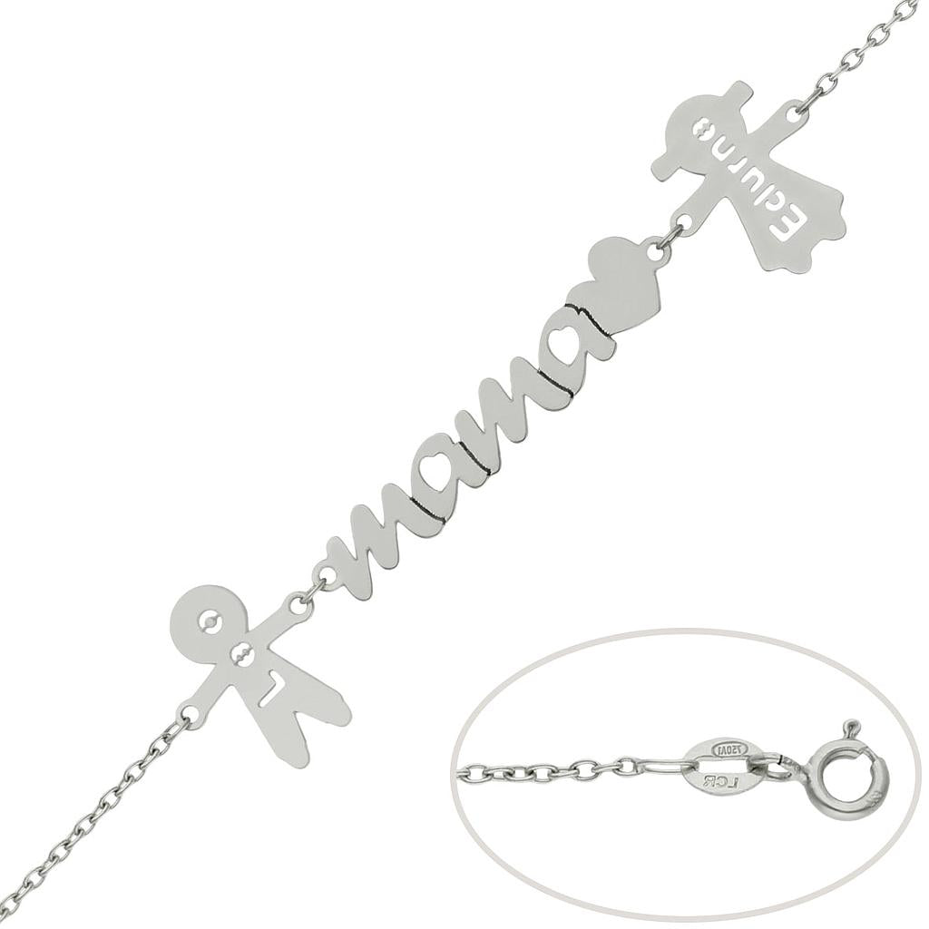 PULSERA ORO BLANCO 18KL MAMA + NIÑOS
