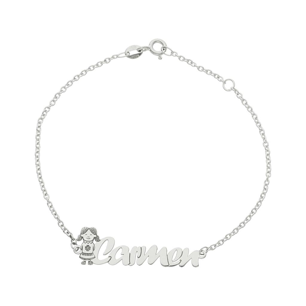PULSERA ORO BLANCO 18KL NIÑA + NOMBRE - Nombres: 3 Letras 