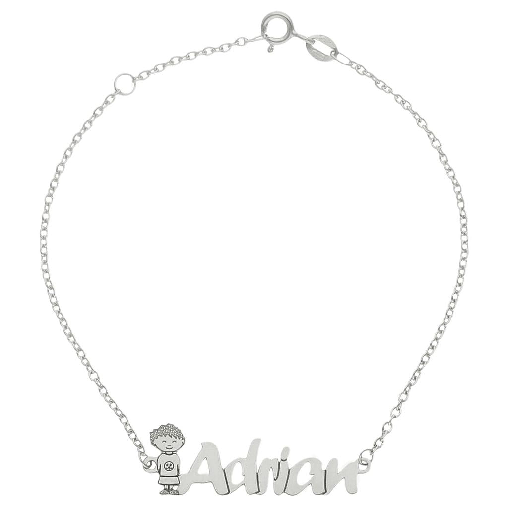 PULSERA ORO BLANCO 18KL NIÑO + NOMBRE - Nombres: 8 Letras 