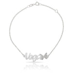 PULSERA ORO BLANCO 18KL NOMBRE + MARIPOSA - Nombres: 9 Letras 