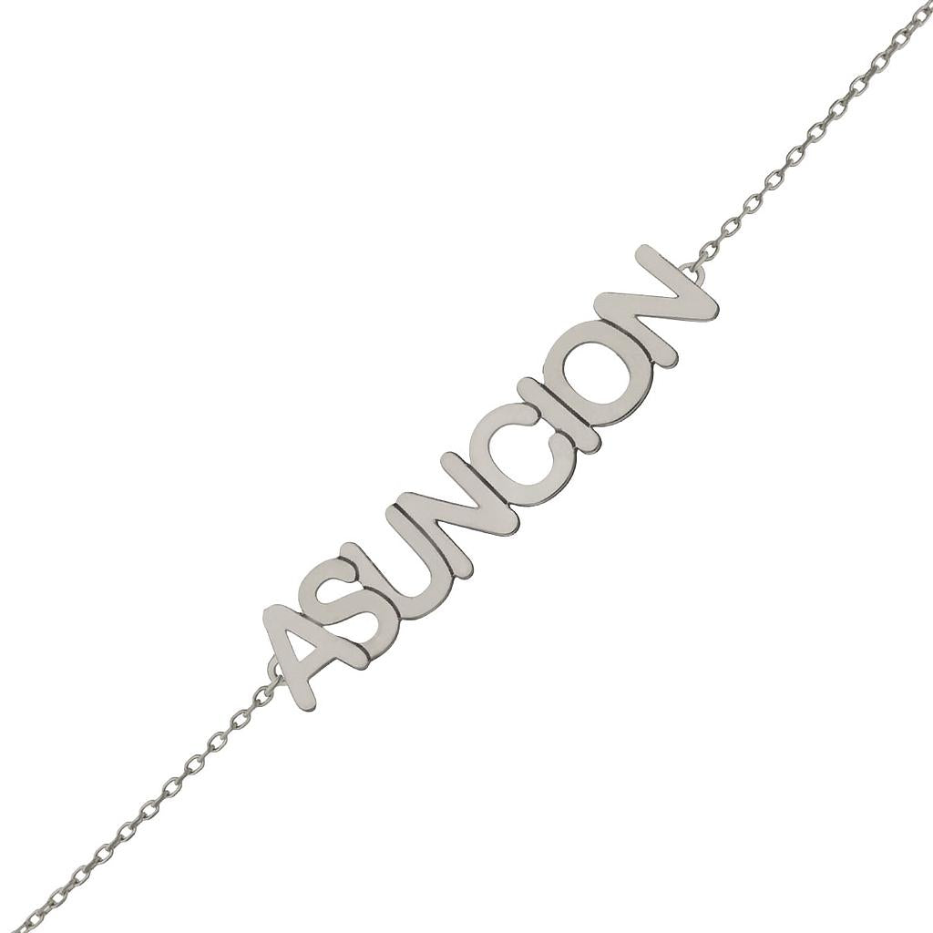 PULSERA ORO BLANCO 18KL NOMBRE MEDIANO - Nombres: 4 Letras 