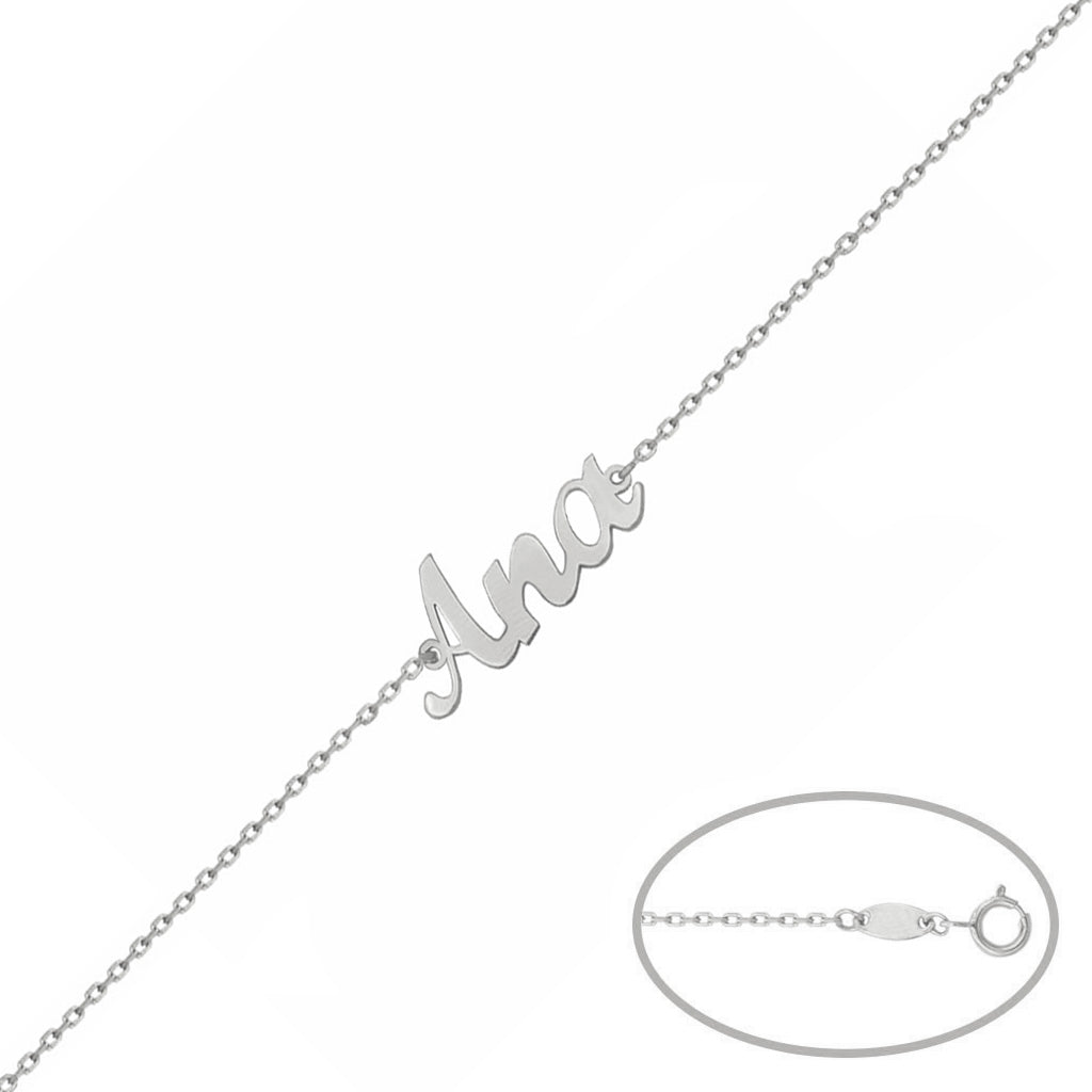 PULSERA ORO BLANCO 18KL NOMBRE PEQUEÑO - Nombres: 6 Letras 