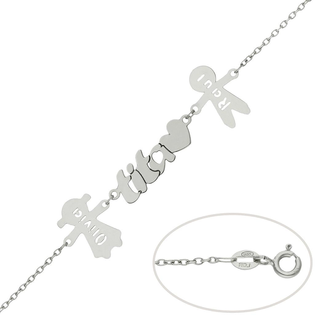 PULSERA ORO BLANCO 18KL TITA + NIÑOS