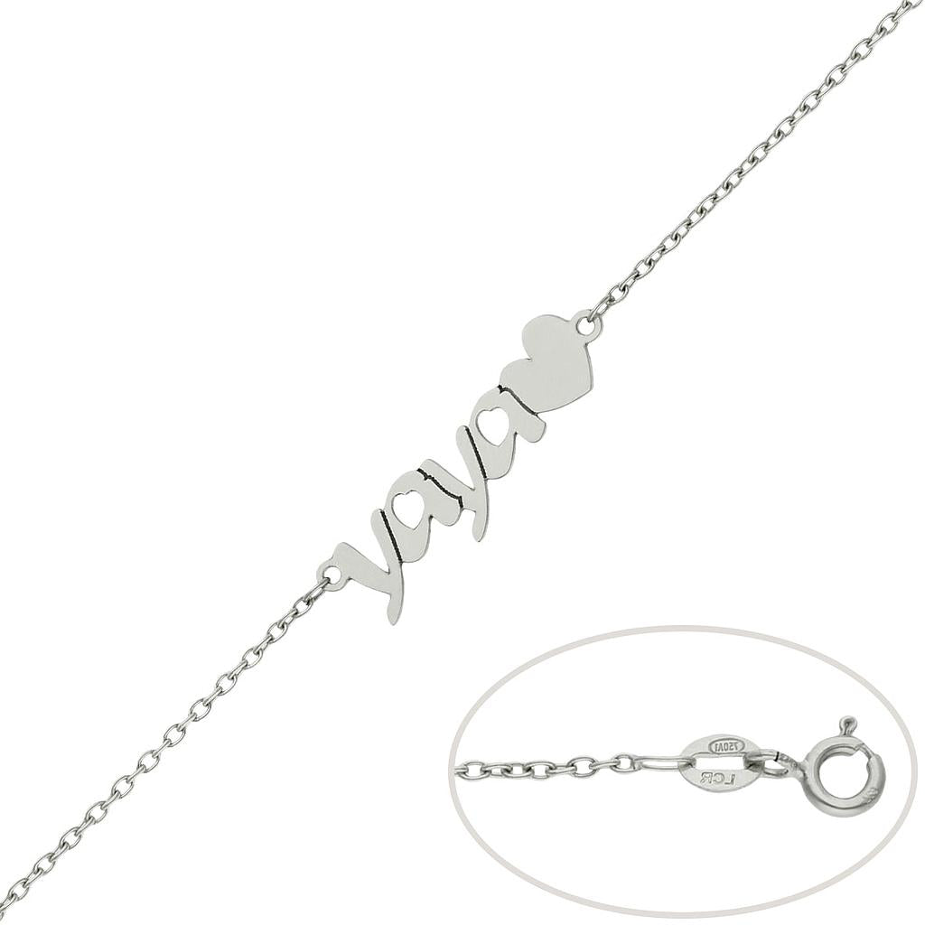 PULSERA ORO BLANCO 18KL YAYA + CORAZON