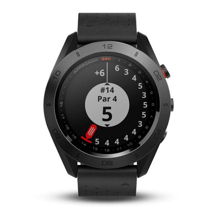 Reloj Garmin Approach S60 Bisel Cerámica Negro Correa Cuero Negro