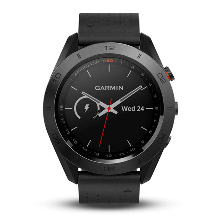 Reloj Garmin Approach S60 Bisel Cerámica Negro Correa Cuero Negro