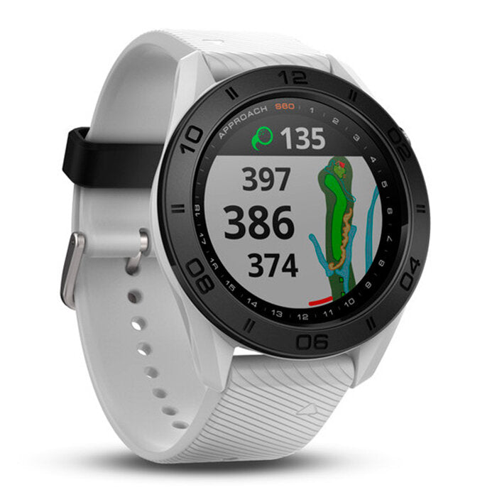 Reloj Garmin Approach S60 Negro Correa de Silicona Blanca