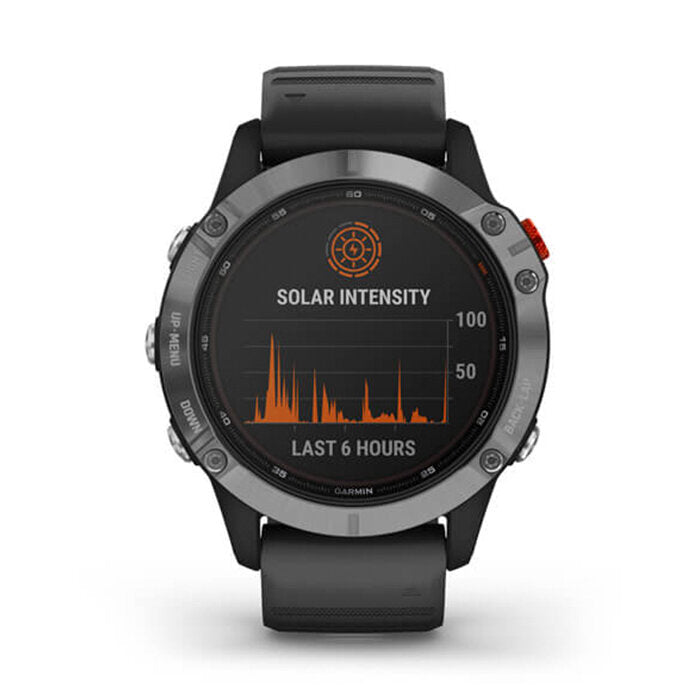 Reloj Garmin Fénix 6s Solar Plateado con Correa Negra 010-02409-00