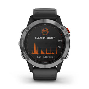 Reloj Garmin Fénix 6s Solar Plateado con Correa Negra 010-02409-00