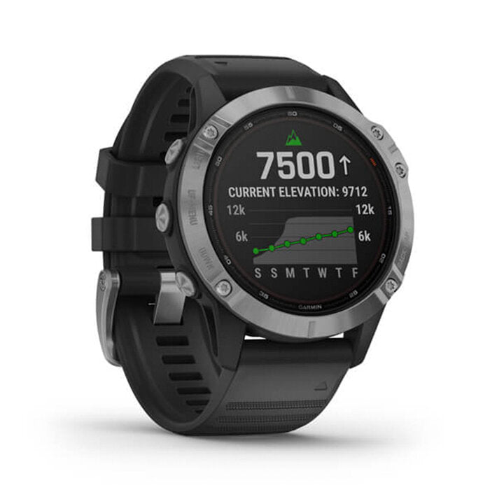 Reloj Garmin Fénix 6s Solar Plateado con Correa Negra 010-02409-00