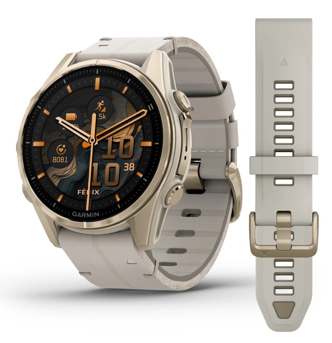 Reloj Garmin Fenix 8 43mm Amoled Cuero Beige 010-02903-40