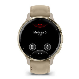 Reloj Garmin Venu 3S Acero Gold Correa Cuero Beige 010-02785-55