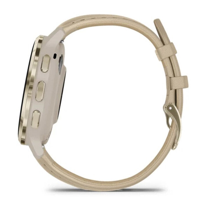 Reloj Garmin Venu 3S Acero Gold Correa Cuero Beige 010-02785-55