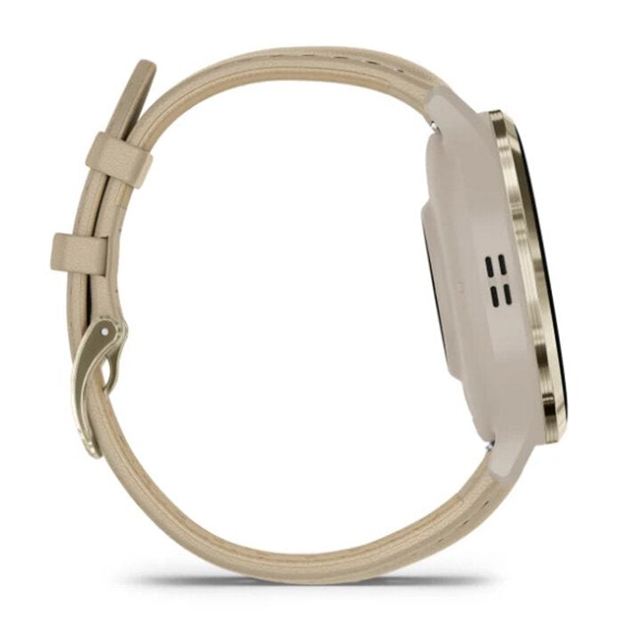 Reloj Garmin Venu 3S Acero Gold Correa Cuero Beige 010-02785-55