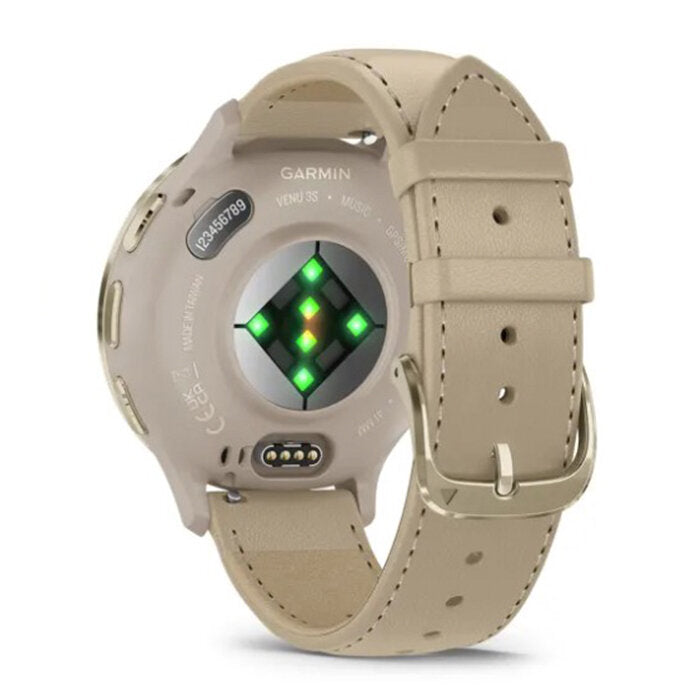 Reloj Garmin Venu 3S Acero Gold Correa Cuero Beige 010-02785-55