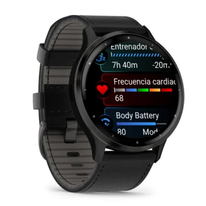 Reloj Garmin Venu 3 Acero Negro Correa Cuero Negro 010-02784-52