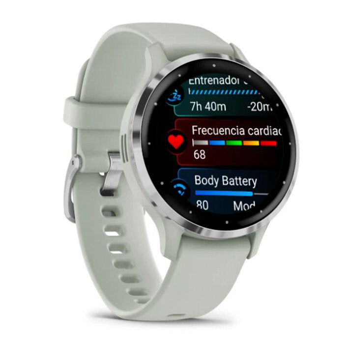 Reloj Garmin Venu 3S Acero Plata Correa Verde 010-02785-01