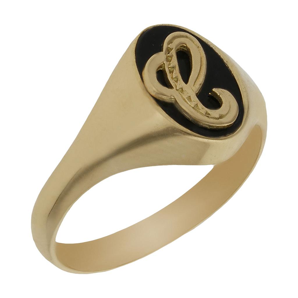 SELLO ORO 18KL ONIX LETRA ORO AMARILLO - Números: nº 9 Abecedario: L 