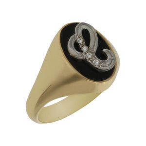 SELLO ORO 18KL ONIX LETRA ORO BLANCO - Números: nº 7 Abecedario: y 