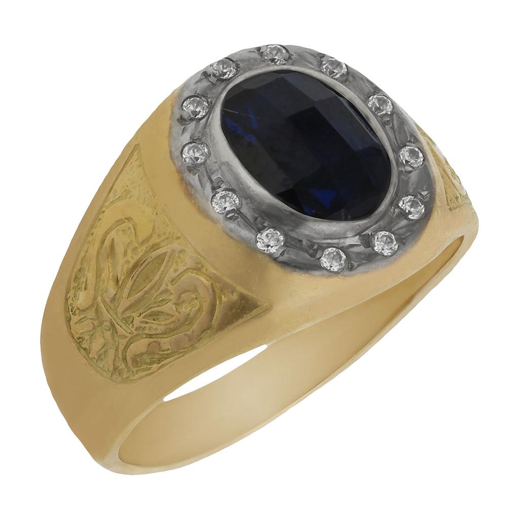 SELLO ORO 18KL PIEDRA AZUL CIRCONITAS - Número - Peso: n26-8.30 gr 