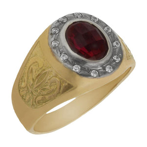 SELLO ORO 18KL PIEDRA ROJA CIRCONITAS - Número - Peso: n17-7.95 gr 