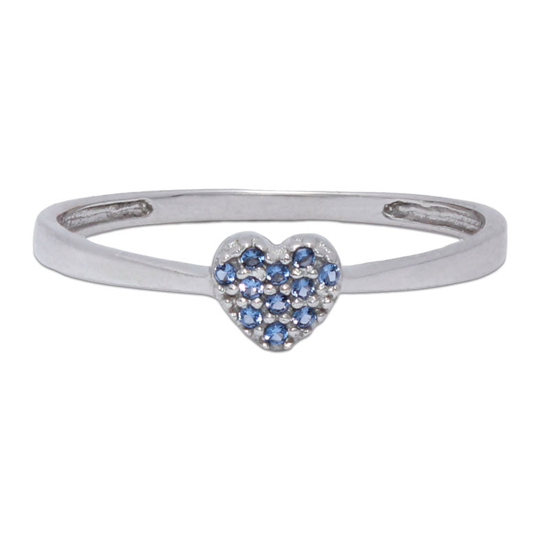 SORTIJA CORAZON ORO BLANCO 18 KL - AZUL - Números: nº 14 