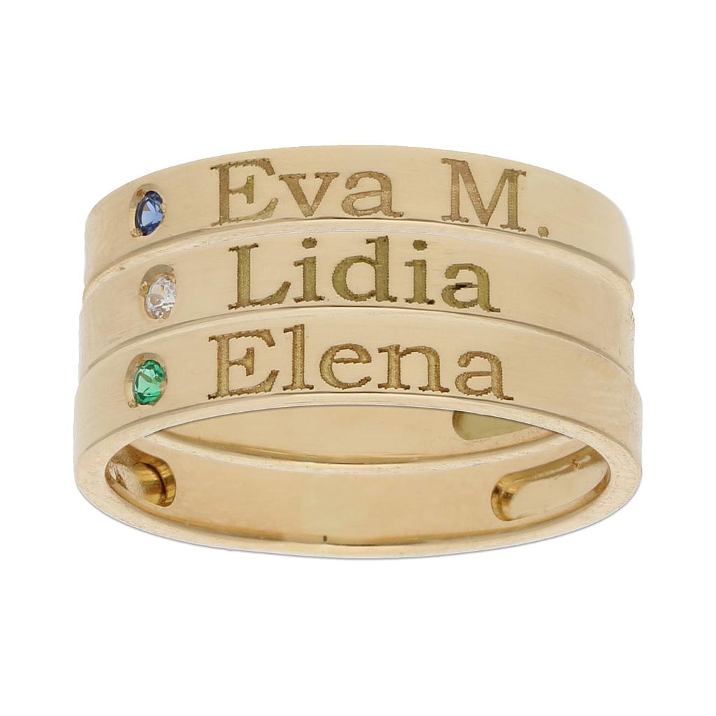 SORTIJA ORO 18KL - 3 ANILLOS PERSONALIZADOS NOMBRES - Números: nº 9 