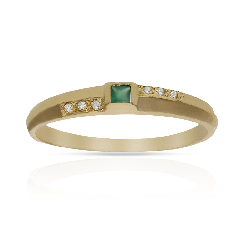 SORTIJA ORO 18KL CIRCONITAS + PIEDRA VERDE - Números: nº 21 