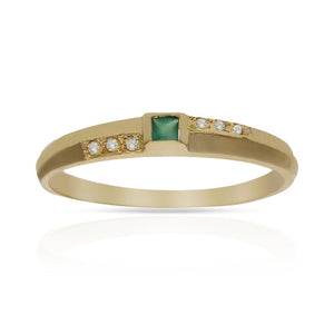 SORTIJA ORO 18KL CIRCONITAS + PIEDRA VERDE - Números: nº 21 