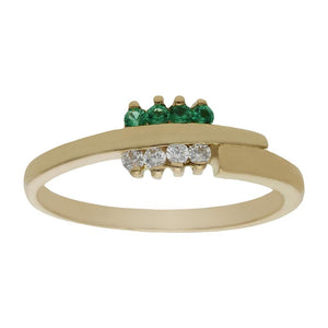 SORTIJA ORO 18KL CIRCONITAS + PIEDRAS VERDES - Números: nº 14 