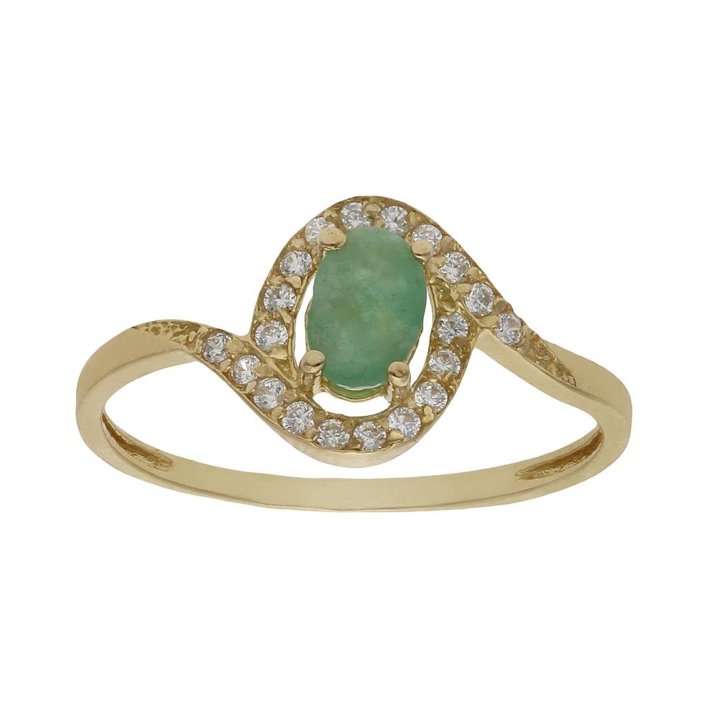 SORTIJA ORO 18KL ESMERALDA FINA CIRCONITAS - Números: nº 14 