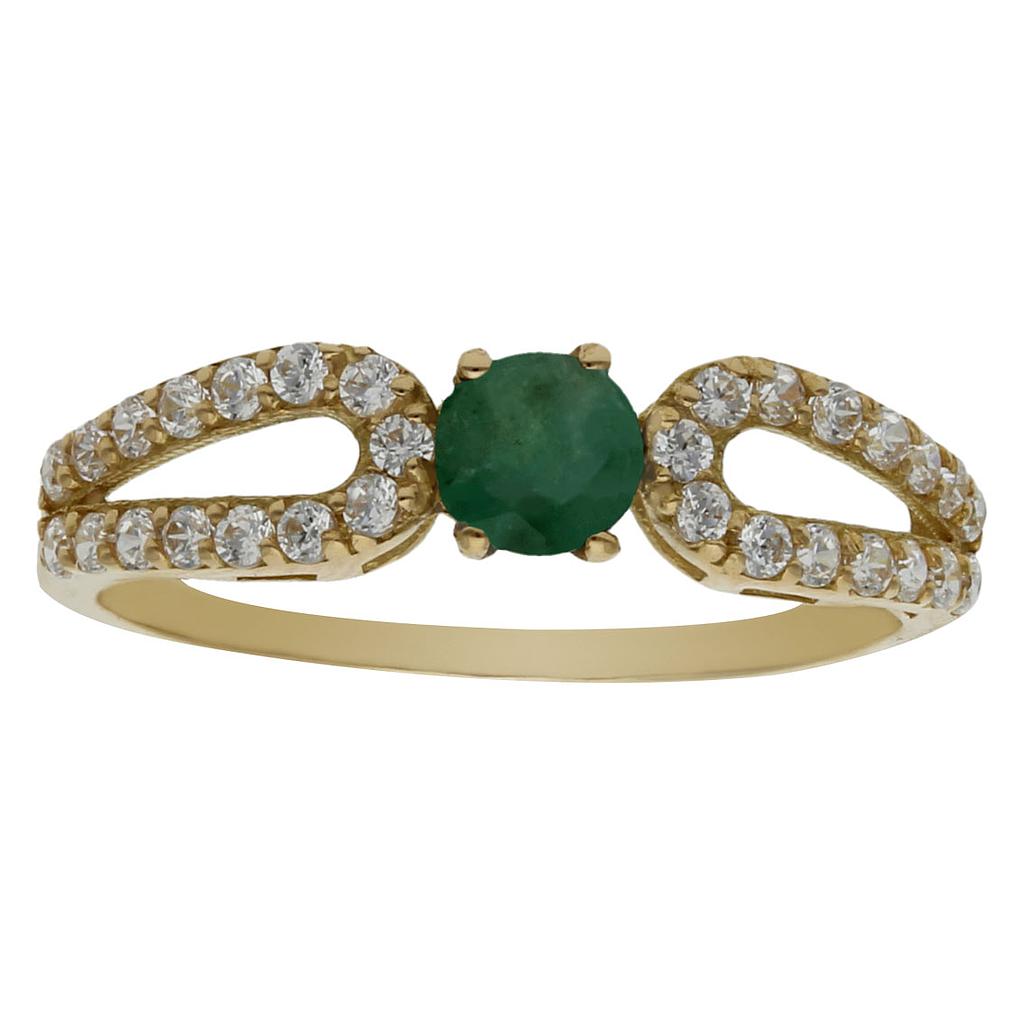 SORTIJA ORO 18KL ESMERALDA FINA + CIRCONITAS - Números: nº 15 