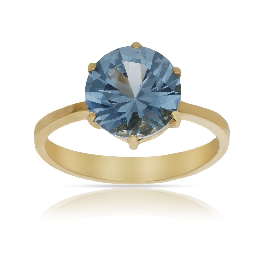 SORTIJA ORO 18KL - PIEDRA AZUL - Números: nº 14 