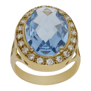 SORTIJA ORO 18KL - PIEDRA AZUL - Números: nº 18 