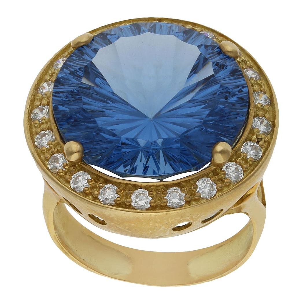 SORTIJA ORO 18KL - PIEDRA AZUL - Números: nº 19 