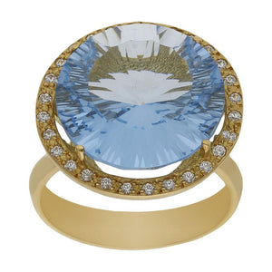SORTIJA ORO 18KL - PIEDRA AZUL - Números: nº 19 