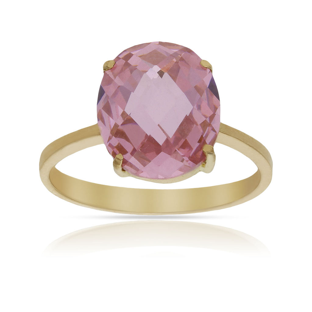 SORTIJA ORO 18KL - PIEDRA ROSA - Números: nº 12 