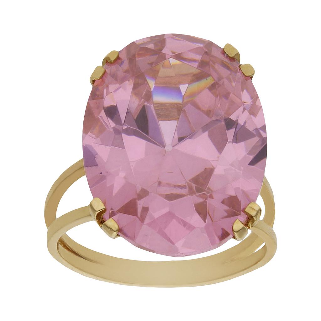 SORTIJA ORO 18KL - PIEDRA ROSA - Números: nº 14 
