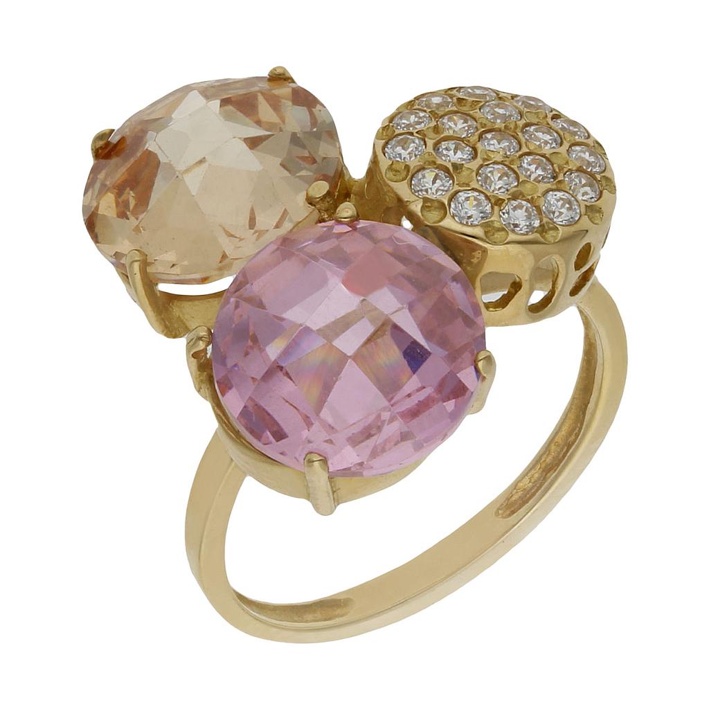 SORTIJA ORO 18KL - PIEDRAS CHAMPAN Y ROSA - Números: nº 13 