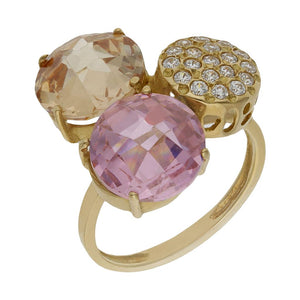 SORTIJA ORO 18KL - PIEDRAS CHAMPAN Y ROSA - Números: nº 13 