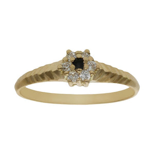 SORTIJA ORO 18KL ROSETON CIRCONITAS + PIEDRA AZUL - Números: nº 15 