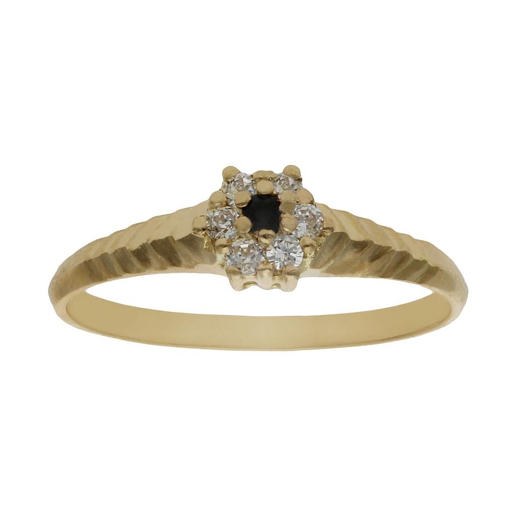 SORTIJA ORO 18KL ROSETON CIRCONITAS + PIEDRA AZUL - Números: nº 16 