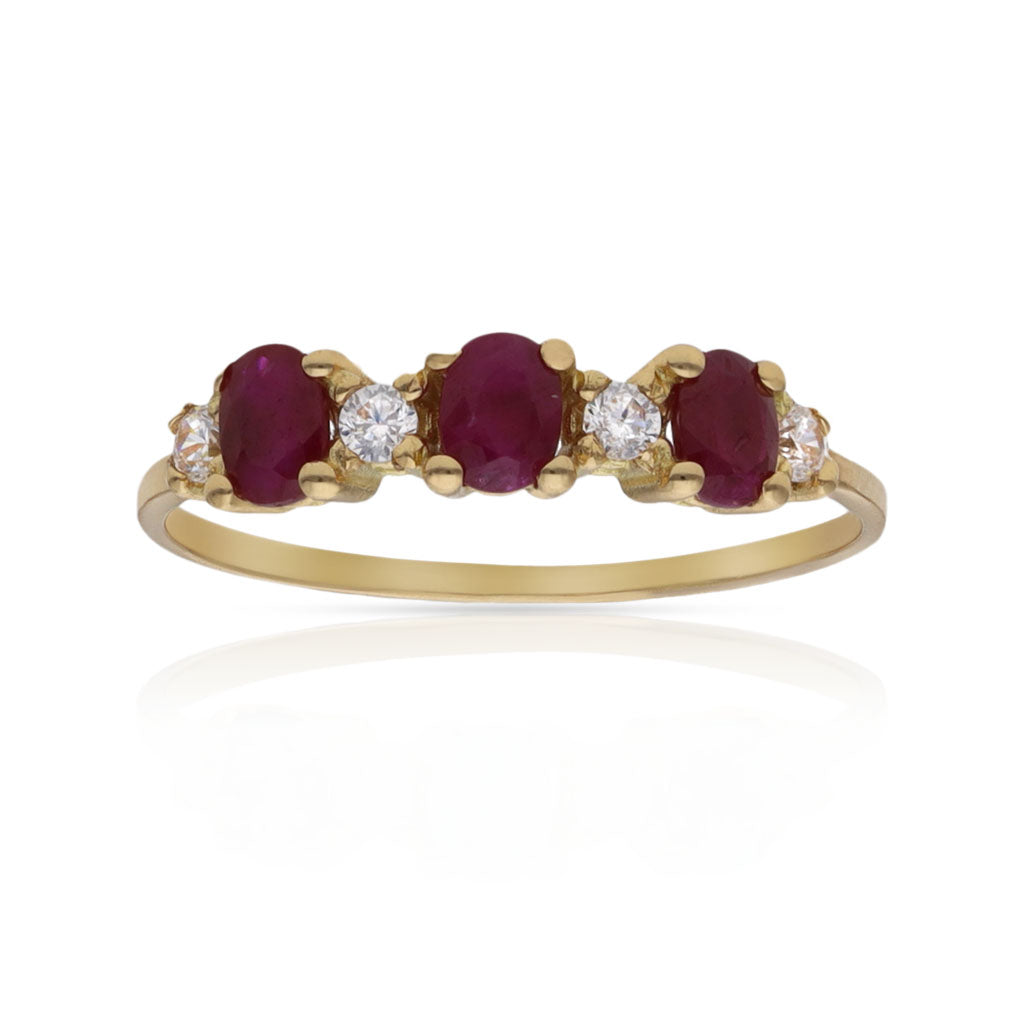 SORTIJA ORO 18KL RUBIES FINOS + CIRCONITAS - Números: nº 14 