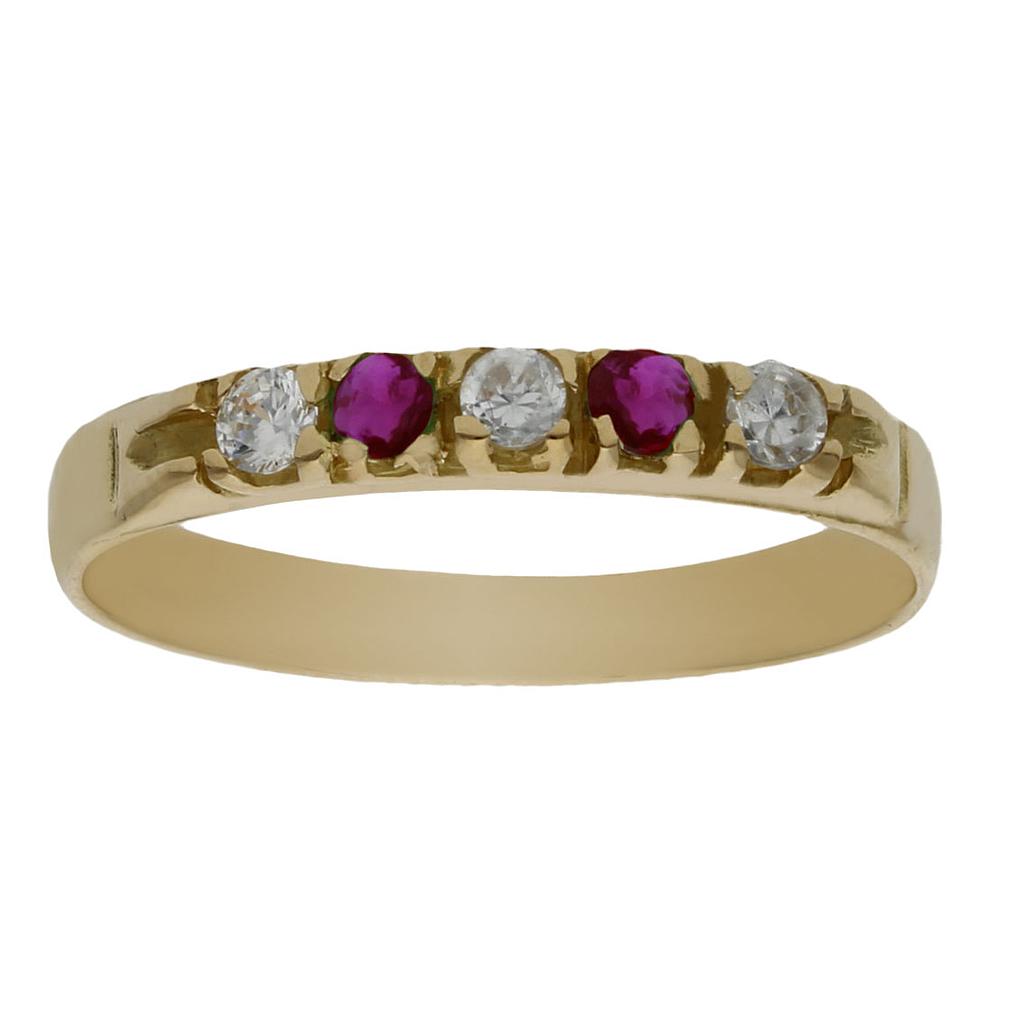 SORTIJA ORO 18KL RUBIES FINOS + CIRCONITAS - Números: nº 16 
