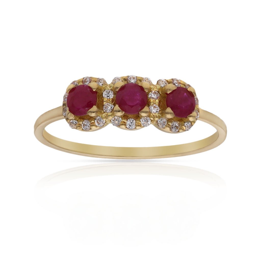 SORTIJA ORO 18KL RUBIES FINOS + CIRCONITAS - Números: nº 16 