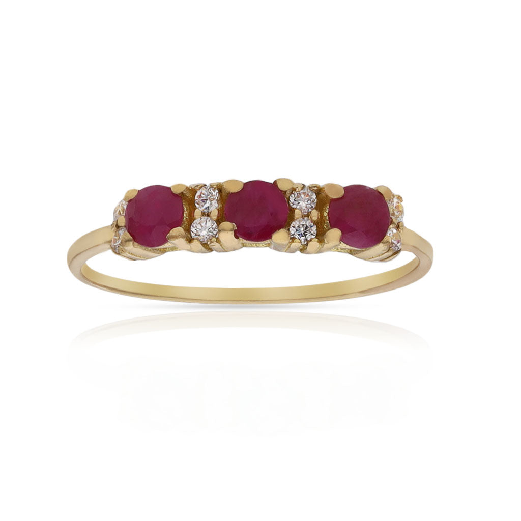 SORTIJA ORO 18KL RUBIES FINOS + CIRCONITAS - Números: nº 16 