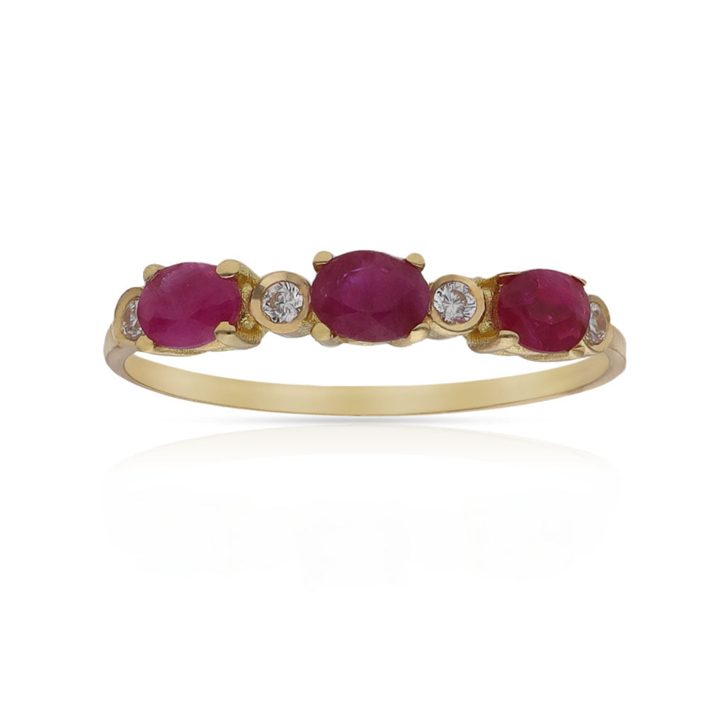 SORTIJA ORO 18KL RUBIES FINOS + CIRCONITAS - Números: nº 17 