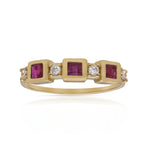 SORTIJA ORO 18KL RUBIES FINOS + CIRCONITAS - Números: nº 17 