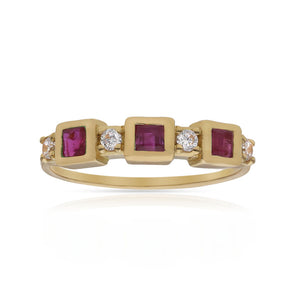 SORTIJA ORO 18KL RUBIES FINOS + CIRCONITAS - Números: nº 17 